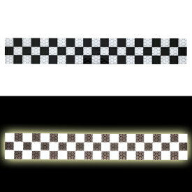 CHECKER リフレクター Sticker（チェッカー再帰反射ステッカー） チェッカーフラッグ チェック チェッカーライン 白黒 反射材 反射板 反射テープ シール カフェレーサー 自転車 車 buco enduro リアボックス カスタム 夜間 高輝度 安全