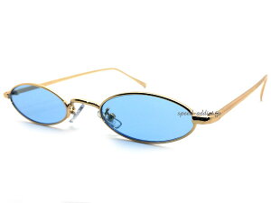 METAL NARROW OVAL SUNGLASSi^i[I[oTOXjGOLD × LIGHT BLUE S[hCgu[FJ[YɒBዾKl߂˃^t[גVFCvOJbgACE