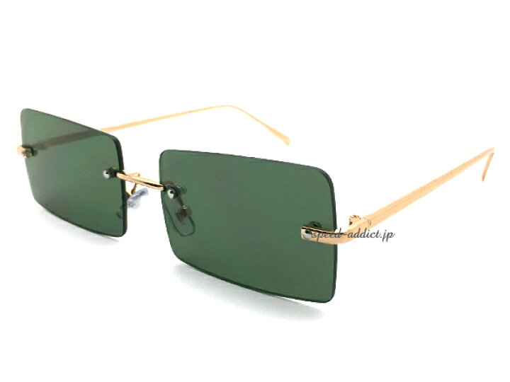 楽天市場 Flat Lens Square Sunglass フラットレンズスクエアサングラス Gold Dark Green 金ゴールド緑 ダークグリーンカラーレンズ四角フレームシェイプアイウェアメンズレディースuvカット紫外線対策日焼け防止ユニセックス派手メガネ個性的 Speed Addict