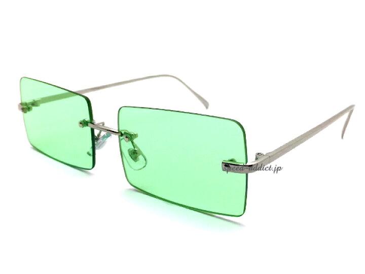 楽天市場 Flat Lens Square Sunglass フラットレンズスクエアサングラス Silver Light Green シルバー銀ライトグリーン黄緑カラーレンズアイウェアユニセックス可愛いカワイイ派手個性的四角レンズメンズレディース Speed Addict