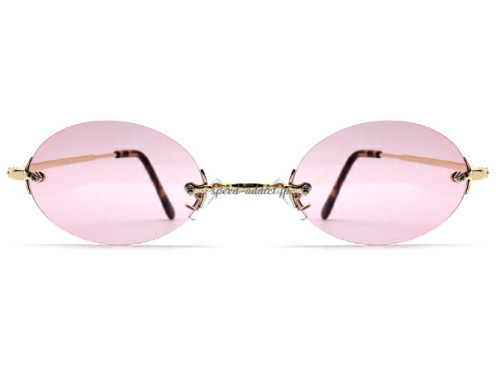 TWO POINT RIMLESS OVAL SUNGLASS(ツーポイントリムレスオーバルサングラス)GOLD × PINK ゴールド金色ピンク個性的カラーレンズイベント夏フェスライブ国内旅行海外旅行海プール楕円レンズかわいいアンティークスタイル日差し紫外線 SPEED ADDICT スケルトンサングラス サングラス 眼鏡 プール 海外 リゾート