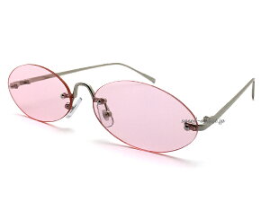 FLAT LENS OVAL SUNGLASSitbgYI[oTOXjSILVER × PINK Vo[sNԃJWAgl킢JCCYfB[X菬V[vx[VbNI[