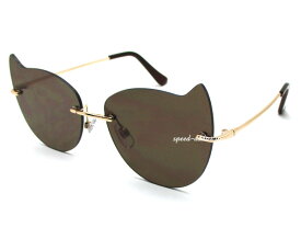 CAT FLAT LENS SUNGLASS（キャットフラットレンズサングラス）GOLD × BROWN ブラウンレンズ猫耳ねこみみネコミミ平らにゃんグラスニャングラス大人可愛いかわいいおしゃれねこ型フレームネコ型フレーム猫型フレームツーポイントフレーム