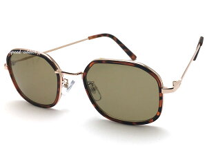 SOFT SQUARE METAL SUNGLASS(ソフトスクエアメタルサングラス)べっ甲 × LIGHT BROWN デミ鼈甲べっこうフレームクリアブラウンレンズ茶スクエアシェイプフレームレトロクラシカルトラッド伊達眼鏡