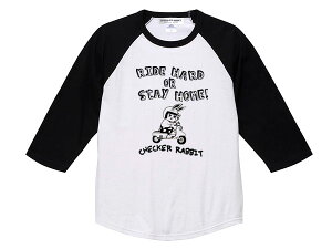 CHECKER RABBIT Raglan 3/4 Sleeves T-shirt�i�`�F�b�J�[���r�b�g���O����3/4�X���[�uT�V���c�jWHITE × BLACK �������ؑ֒�������tee�x�m�d�H�ƃ��r�b�g�X�N�[�^�[�W���j�A�n�C�X�[�p�[�t���[�}�C�i�[�c�[