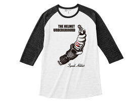THE HELMET UNDERGROUND Raglan 3/4 Sleeves T-shirt（ヘルメットアンダーグラウンドラグラン3/4スリーブTシャツ）WHITE × BLACK 白黒ブラック長袖andy warholアンディーウォーホールナックルパンショベルヘッドbell500txjbucoshoeiarai