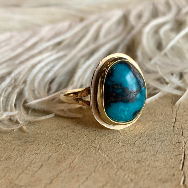 楽天市場】Bisbee Turquoise 14KYG Ring（ビズビーターコイズ 14K金 