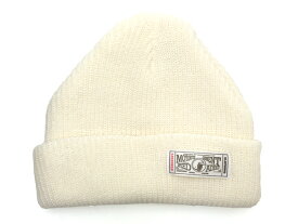 KNIT CAP（ニットキャップ）GUARANTEE WHITE ホワイト 白 ニット帽子 ワンポイント レーサー ホンダ ヤマハ カワサキ スズキ オートバイ ダイナモデル ソフテイル アメリカンバイク サイドバルブ カスタムバイク ギャランティチケット