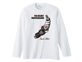 THE HELMET UNDERGROUND L/S T-shirt（ヘルメットアンダーグラウンドロングスリーブTシャツ）WHITE 白長袖teeロンt白金プラグboschベンツngkチャンピオンスパークプラグpop artアートバナナbellベル500txbucosimpsonshoeiaraimomo design