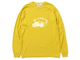 GARMENT DYED スピードアディクト L/S T-shirt（SPEED ADDICTロングスリーブTシャツ）MUSTARD マスタードyellow黄色イエロー世界最速のインディアンモトサイクルusaボンネビルソルトフラッツドラッグレースnascarマン島ttレースmoto gp