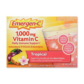 エマージェンC ビタミンC 1,000mg トロピカル風味 パウダー 30袋(各9.2g) Alacer 1,000mg Vitamin C Tropical 30Packets Emergen-C アレイサー