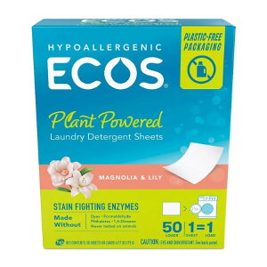 �G�R�X �A�[�X�t�����h���[ �}�O�m���A�������[ ����p�V�[�g 50���� ECOS Earth Friendly Products Magnolia & Lily Laundry Detergent Sheets 50 count �y�����񂹏��i�z
