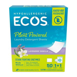 �G�R�X �A�[�X�t�����h���[ ���x���_�[���o�j�� ����p�V�[�g 50���� ECOS Earth Friendly Products Lavender & Vanilla Laundry Detergent Sheets 50 count �y�����񂹏��i�z
