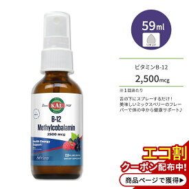 カル ビタミン B-12 メチルコバラミン 2500mcg 59ml (2floz) リキッド スプレー ミックスベリーフレーバー KAL B-12 Methylcobalamin Liquid Activ Spray berry サプリ ヘルスケア ビタミンB ビタミン 液体