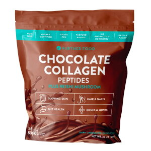 �y�A�����J�R�X�g�R�i�zFurther Food �O���X�t�F�b�h�R���[�Q���y�v�`�h�p�E�_�[�v���X�}�b�V�����[�� �`���R���[�g 56�H�� Further Food Grass-Fed Collagen Peptides Powder Plus Mushroom, Chocolate, 56 Servings�y��