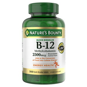�y�A�����J�R�X�g�R�i�z�l�C�`���[�Y�o�E���e�B �r�^�~�� B-12 2500 mcg�A���n���^�u���b�g 300�� Nature's Bounty Vitamin B-12 2500 mcg, 300 Quick Dissolve Tablets�y�����񂹏��i�z�y���킹�Ĕ��������z