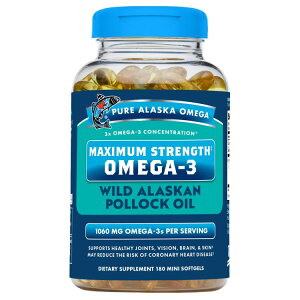 �s���A�A���X�J �I���K3 �}�b�N�X�X�g�����O�X 1060mg �~�j�\�t�g�W�F�� 180�� Pure Alaska Omega-3 Max Strength 1060mg, 180 Mini Softgels �y�����񂹏��i�z