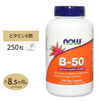 ナウフーズ B-50 サプリメント 250粒 NOW Foods ビタミンB群11種 葉酸 ナイアシン ビオチン パントテン酸 PABA コリン イノシトール お得サイズ ベジカプセル
