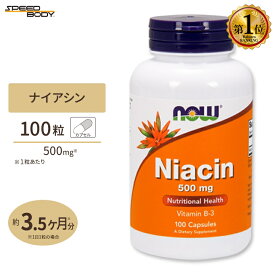 ナウフーズ ナイアシン サプリメント 500mg 100粒 NOW Foods Niacin カプセル 約3カ月分 つかれ エネルギー 活力 元気 ビタミンB3