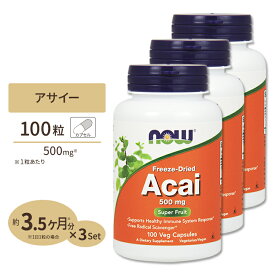 オーガニック アサイー 500mg 100粒 NOW Foods(ナウフーズ) [3個セット]