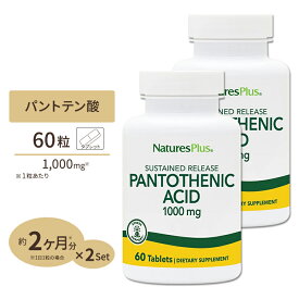 [2個セット] ネイチャーズプラス パントテン酸 ( ビタミンB5 ) タイムリリース 1000mg 60粒 約2ヶ月分 タブレット NaturesPlus Pantothenicc Acid