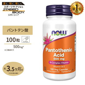 ナウフーズ パントテン酸 500mg 100粒 ベジカプセル NOW Foods Pantothenic Acid Veg Capsules ビタミンB5 水溶性ビタミン エネルギー 美容サポート ダイエットサポート