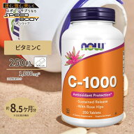 ナウフーズ C-1000 ビタミンC サプリメント 1000mg 250粒 NOW Foods タブレット ローズヒップ タイムリリ…
