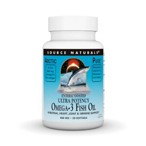 �\�[�X�i�`�������Y �A�[�N�e�B�b�N�s���A �E���g���|�e���V�[ �I���K3�t�B�b�V���I�C�� ���n�R�[�g 850mg 30�\�t�g�W�F�� Source Naturals ArcticPure Ultra Potency Omega-3 Fish Oil Enteric Coated 850 mg 30 Softgel 