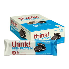 シンク！ ファイバー ハイプロテインバー カロリーバー クッキーアンドクリーム味 10本 think！ High Protein Bar Cookies and Creme