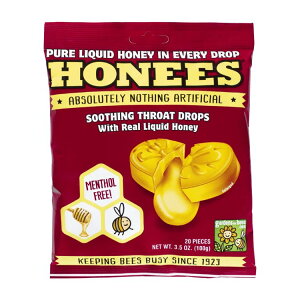 �n�j�[�Y �n�j�[�����\�[���t���[ �̂ǈ� 20�� HONEES Soothing Throat Drop Honey Menthol-Free Bag 20 LOZENGE �y�����񂹏��i�z