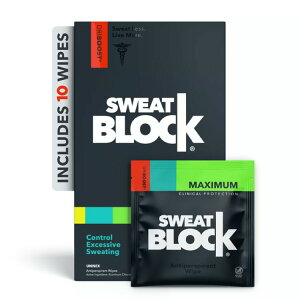 �X�E�F�b�g�u���b�N �}�L�V�}���X�g�����O�X �A���`�p�[�X�s�����g ���C�v 10�� SweatBlock Maximum Strength Antiperspirant Wipes for Excessive Sweat & Odor Control �y�����񂹏��i�z