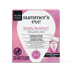 �T�}�[�Y�C�u �t�F�~�j�����C�v �V���v���[�Z���V�e�B�u pH�o�����X 12������ Summer�fs Eve Simply Sensitive Daily Feminine Wipes, Removes Odor, pH Balanced, 12 count �y�����񂹏��i�z