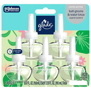 �O���[�h �v���O�C�� ����t���I�C�� ���b�V�� �O���[�� �E�H�[�^�[ ���[�^�X 100ml 5�� Glade PlugIns, Lush Greens & Water Lotus Scented Oil, 3.35 oz, 5 Count �y�����񂹏��i�z