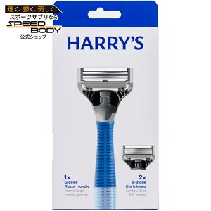 �n���[�Y �����Y�V�F�[�r���O�J�~�\�� 2���n �֐n2�t �O���C�V�A�u���[ Harry's Shaving Razor for Men with 2 Razor Blade Refill Cartridges, Glacier Blue �y�����񂹏��i�z