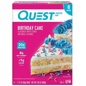 �N�G�X�g�j���[�g���V���� �o�[�X�f�[�P�[�L �v���e�C���o�[ 8�{�� Quest Nutrition Birthday Cake Protein Bar, High Protein, Gluten Free, 8 Count �y�����񂹏��i�z