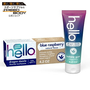 �n���[ �h���S���_�Y�� �L�b�Y���݂����� �t�b�f�z�� �u���[���Y�x���[�� 119g hello Dragon Dazzle Kids Toothpaste with Fluoride, Blue Raspberry Toothpaste, 4.2 Oz Tube �y�����񂹏��i�z�y���킹�Ĕ��������z
