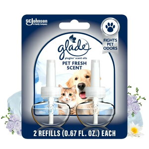 �O���[�h �v���O�C�� ����t���I�C�� �����p �G�A�t���b�V���i�[ �y�b�g �t���b�V�� �Z���g 40ml 2�� Glade PlugIns Air Freshener/Odor-Fighting Scented Oil Refills, Pet Fresh Scent, 2 Refills �y�����񂹏��i�z