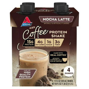 �y�|�C���gUP��3��21��-�z�A�g�L���X �v���e�C�� �V�F�C�N ���J���e 325ml 4�{ Atkins Protein Shake, Mocha Latte, Keto Friendly, Gluten Free, 4 Ct �y�����񂹏��i�z