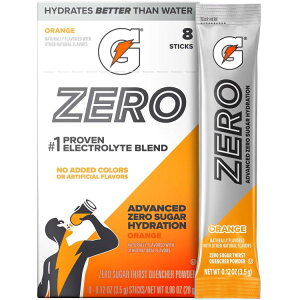 �Q�[�^���[�h �[���V���K�[ �I�����W �d�����p�E�_�[�h�����N�~�b�N�X 8�{���� Gatorade Zero Sugar Orange Electrolyte Powder Drink Mix, 0.12 oz, 8 Sticks �y�����񂹏��i�z