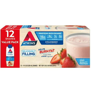 �y�|�C���gUP��3��21��-�z�A�g�L���X �v���e�C�� �V�F�C�N �X�g���x���[ 325ml 12�{ Atkins Protein Shake, Strawberry, 15g Protein, Keto Friendly, 11.0 oz., 12 Count �y�����񂹏��i�z