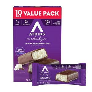 �A�g�L���X �C���f�����W �g���[�c �`���R���[�g �R�R�i�b�c �o�[ 10�{ Atkins Endulge Treats, Chocolate Coconut Bar, Keto Friendly, 10 Count �y�����񂹏��i�z