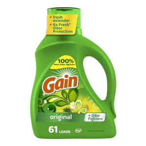 �Q�C�� �t�̐����� �I�h�[���t�@�C�^�[ �I���W�i���̍��� 2.60L 61�� Gain Laundry Detergent Liquid with Odor Fighters, Original, 88 fl oz, 61 Loads �y�����񂹏��i�z