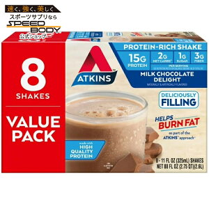 �A�g�L���X �v���e�C�� �V�F�C�N �~���N�`���R���[�g�f�B���C�g 325ml 8�{ Atkins Protein Shake, Milk Chocolate Delight, Keto Friendly, 8 Ct �y�����񂹏��i�z