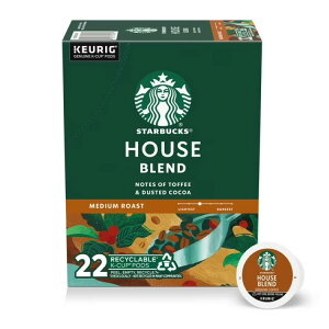 �X�^�[�o�b�N�X �n�E�X�u�����h �~�f�B�A�����[�X�g K�J�b�v 22�� Starbucks House Blend, Hot or Iced Coffee, Medium Roast K-Cup Coffee Pods, 22 Count �y�����񂹏��i�z