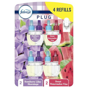 �t�@�u���[�Y �v���O���F���� �l�ߑւ��p ���C���b�N���X�C�J�̍��� 4���� Febreze Plug In Air Freshener Scented Oil Refill Lilac & Watermelon, 4 Count �y�����񂹏��i�z�y���킹�Ĕ��������z