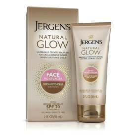 ジャーゲンズ ナチュラルグロウ フェイスモイスチャライザー SPF20配合 セルフタンナー ミディアムディープスキン用 59mL Jergens Natural Glow SPF 20 Face Moisturizer, Self Tanner, Medium to Deep Skin, 2 oz 【お取り寄せ商品】