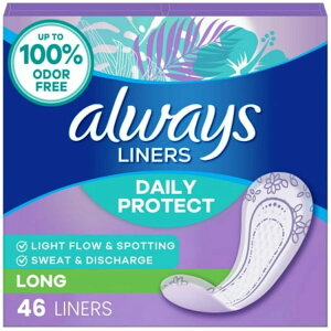 �I�[���E�F�C�Y �f�C���[�v���e�N�g �p���e�B���C�i�[ �����O ������ 46�� Always Daily Protect Liners, Long Length, Unscented Panty Liners, 46 Count �y�����񂹏��i�z