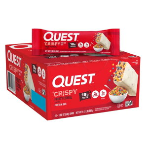 �N�G�X�g �N���X�s�[ �v���e�C���o�[ �t���[�e�B�[�V���A���� 18g����ς��� 12�{���� Quest Crispy Protein Bar, Fruity Cereal Flavor, 18g of Protein, 12 Count �y�����񂹏��i�z