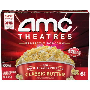 AMC�V�A�^�[�Y �d�q�����W�p�|�b�v�R�[�� �N���V�b�N�o�^�[ 6���� AMC Theatres Microwave Popcorn 6ct, Classic Butter �y�����񂹏��i�z�y���킹�Ĕ��������z