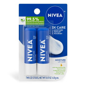 ニベア モイスチャー リップケア シアバター・ビタミンC＆E配合 4.8g×2本 NIVEA Moisture Lip Care, Hydrating Lip Balm with Shea Butter, Vitamin C & E, 0.17 oz, 2 Pack 【お取り寄せ商品】